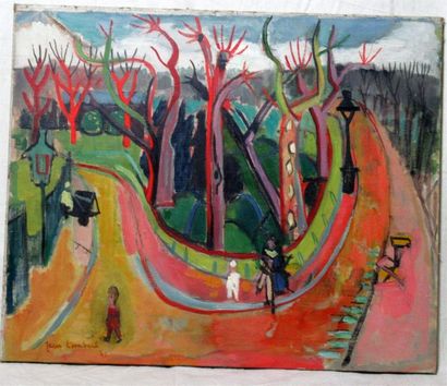 null JEAN LOMBARD (1895-1983) "Parc Monsouris" Huile sur toile signée en bas à gauche...