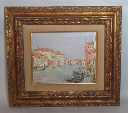 null Serge BELLONI (1925-2005) "Le Grand Canal à la Ca Pesaro à Venise" Huile sur...