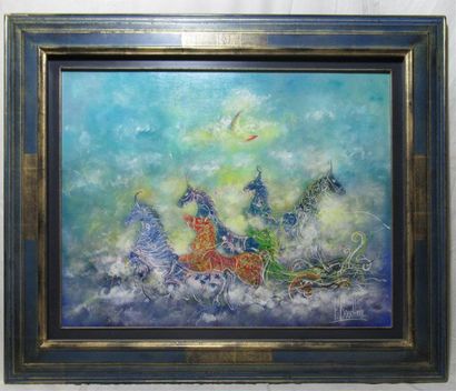 null François BOUCHEIX (né en 1940) "La Traversée de la Mer" Huile sur toile signée...