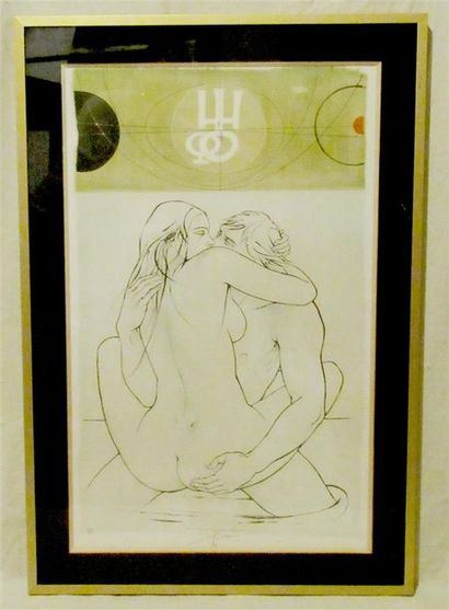 null Pierre-Yves TREMOIS (né en 1921) "Couple enlacé" Lithographie signée en bas...