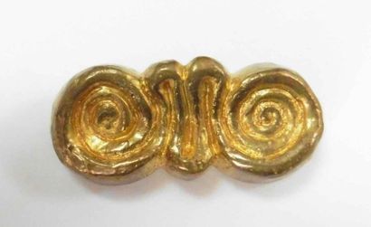 null LINE VAUTRIN (1913-1997) Broche à double enroulement en bronze doré - Monogrammée...