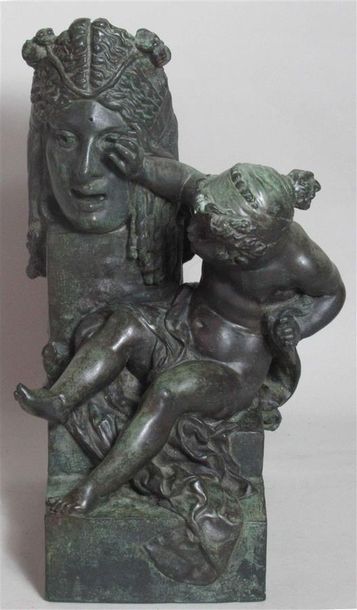 null Joseph CHERET (1838 - 1894) "Jeune Amour à la Tête de Méduse" Sujet en bronze...