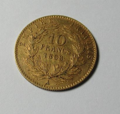 null Pièce de 10 Francs en or jaune Napoléon III tête laurée 1868 