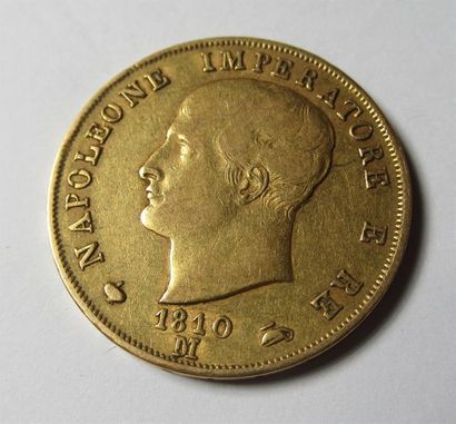 null Pièce de 40 lires Italienne en or Napoléon Empereur 1810 
