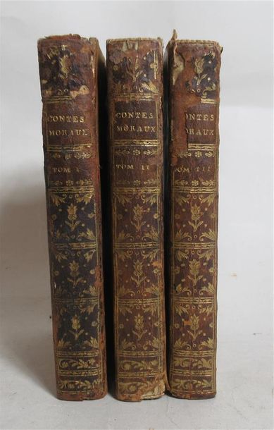 null MARMONTEL. Contes moraux. Paris, J. Merlin, 1765, 3 volumes in-8 veau, trois...