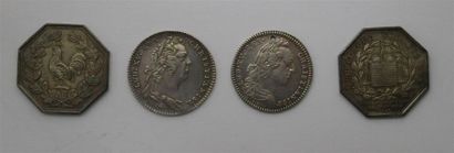 null 4 jetons en argent marqués : - jeton d'Huissier à verge - Paris 1771 - jeton...