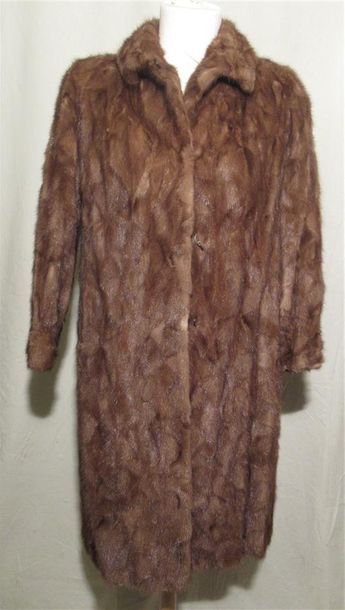 null FOURRURES LEONIDAS - Manteau de femme en fourrure 3/4 en vison brun - Taille...