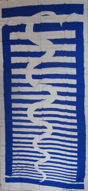 null SONIA DELAUNAY - Echarpe "Serpent Bleu" en sergé de soie , imprimé par Bianchini-Férier...