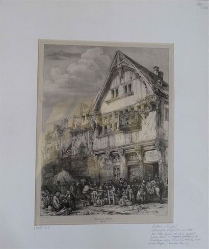 null Eugène BALAN (1809-1858) "Maison à Amiens - Picardie" Vers 1835. Lithographie...