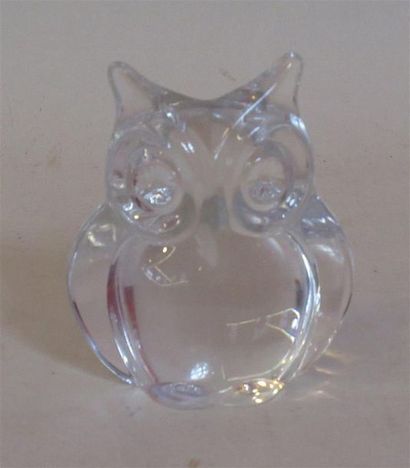 null DAUM FRANCE - Sujet "Hibou" en cristal - Signé sur la base - Ht : 8,5 cm