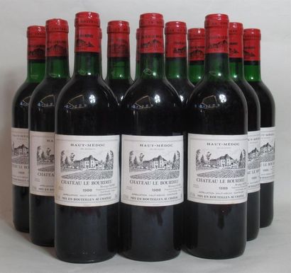 null 12 bouteilles CHÂTEAU LE BOURDIEU 1988 Cru bourgeois Haut Médoc, niveaux : 1...