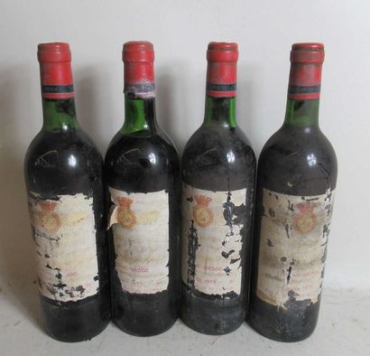 null 4 bouteilles LISTRAC MEDOC Chateau Rose Sainte Croix 1979 (étiquettes abimées...