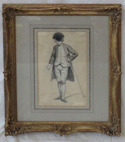 null Hendrick POTHOVEN (1725-1795) (attribué) "Gentilhomme en habits du XVIIIe siècle"...