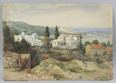 null Gustaf ADELSWÄRD (1843-1895) "Vue des terrasses d'Alger" Aquarelle signée en...