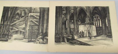 null Jacques GACHOT (1885-1954) - "Das Strakburger Münfter 1939-40" Suite de 6 lithographies...