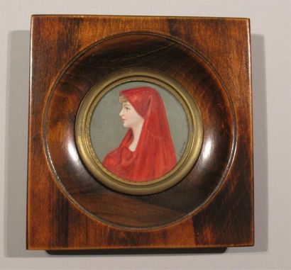 null JEAN-JACQUES HENNER (BERNVILLER 1829 - PARIS 1905) "Jeune femme au foulard rouge"...