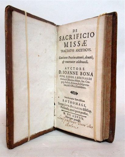 null JOANNE BONA "De Sacrificio Missae Tractatus Asceticus" In-16 - Rothomagi, Billaine,...