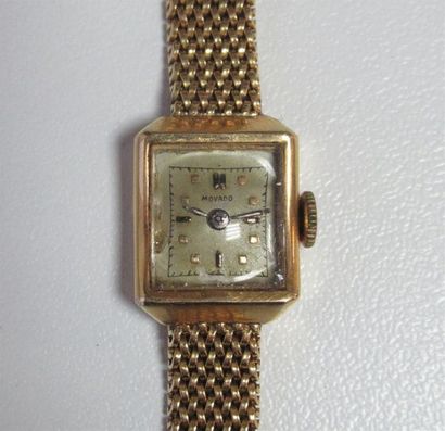 null MOVADO - Montre bracelet de dame en or jaune 18 K (750/oo), le bracelet à mailles...