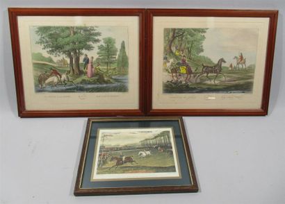 null Série de trois gravures anglaises anciennes en couleur dont : "Vale of Aylesbury...