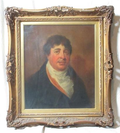 null Ecole anglaise du XIXe siècle "Portrait de gentilhomme" Huile sur toile - 41...