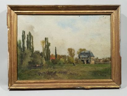 null L. VUITTHUEY (XIXe) "Maison Laffitte" Huile sur toile signée en bas à droite...