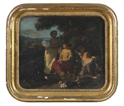 null Entourage de CAMILLE ROQUEPLAN (MALLEMORT, 1803 - PARIS, 1855) "Jeunes italiennes...