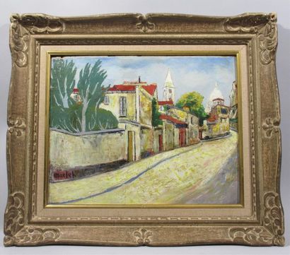 null Elisée MACLET (1881-1962) "Rue de l'Abreuvoir à Montmartre" Huile sur carton...