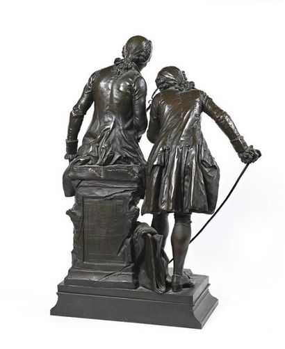 null Henri Honoré PLÉ (1853-1922) "Les amateurs" Bronze à patine brun vert, signé...