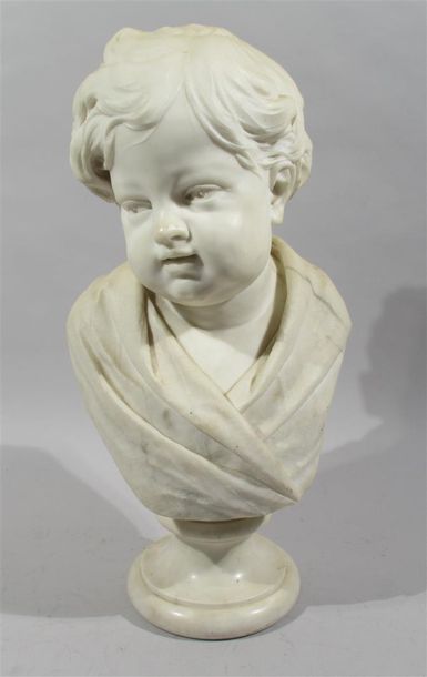 null BOERO "Tête d'enfant" Sculpture en marbre signée sur la terrasse 