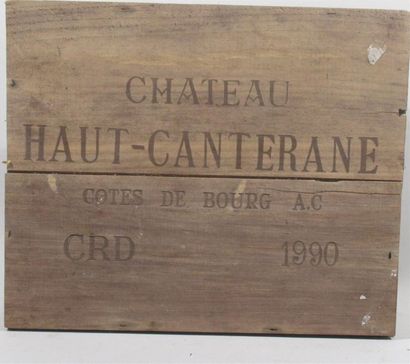null 3 bouteilles de CHATEAU HAUT CANTERANE Côtes de Bourg 1990 (en caisse bois ...