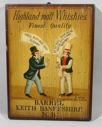 null B. D'ARTE F. CONZ (XXe) - Highland malt Whiskies finest quality BARREL Keith...