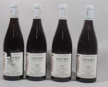 null 4 bouteilles de GIVRY Domaine Berthaut BOURGOGNE 2007 ( une étiquette abîmé...
