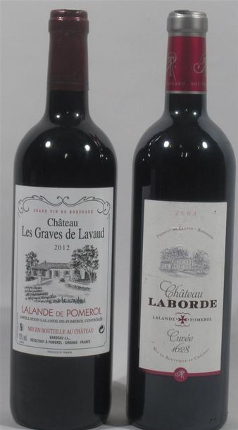 null 2 bouteilles de Chateau Les Graves LALANDE DE POMEROL de Lavaud 2012 et Chateau...