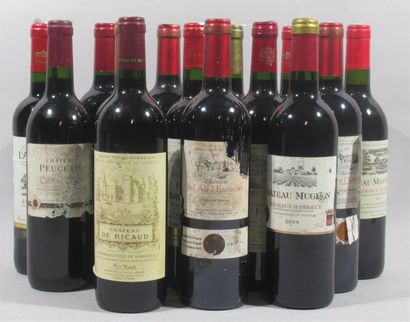 null 14 bouteilles de Bordeaux, bordeaux supérieur, côtes de bourg dont * chateau...