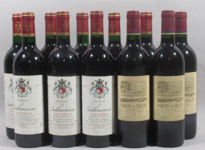 null 3 bouteilles de BARON DE MILON PAUILLAC 1990 - 8 bouteilles de CHATEAU DE GUILHEMANSON...