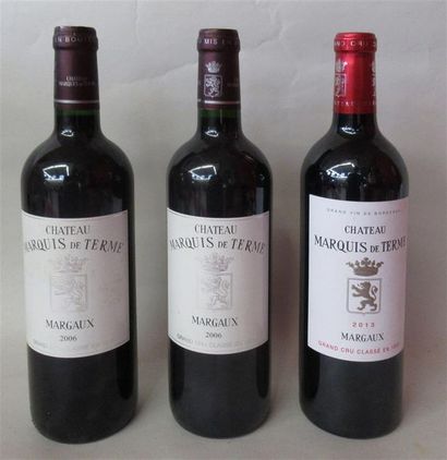 null 3 bouteilles de CHATEAU MARQUIS DE TERME Margaux Grand Cru Classé (2x2006 et...