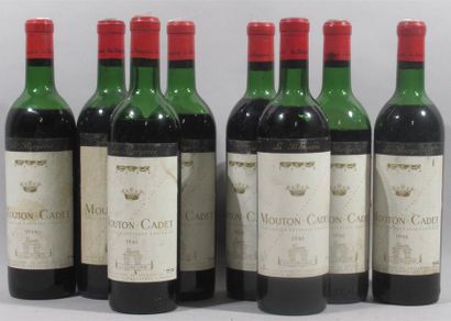 null 8 bouteilles MOUTON CADET - La bergerie - 1961 (4 vidange - 2 basse épaule -...