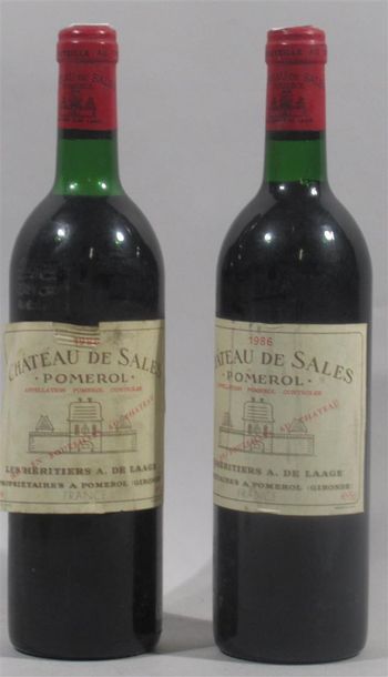 null 2 bouteilles CHATEAU DE SALES "Les héritiers A. de LAAGE" POMEROL - 1986