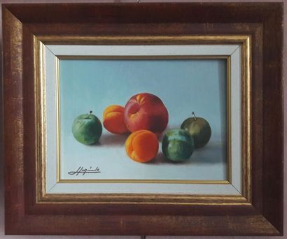 null Henri IZQUIERDO (né en 1926) "Fruits d'été" Huile sur toile signée en bas à...