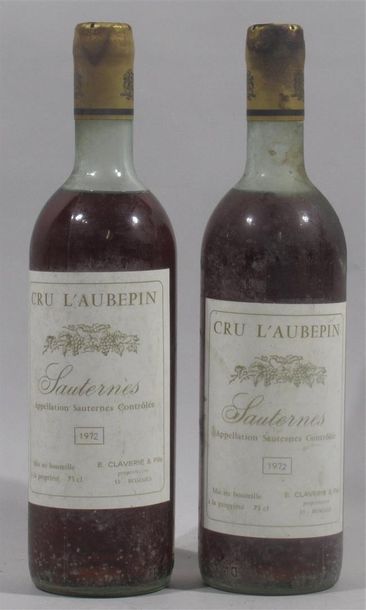 null 2 bouteilles de Cru l'Aubépin Sauternbes 1972 (niveau basse goulot)