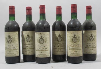 null 6 bouteilles de CHATEAU BLAGNAC Domaine J. Ardouin et Fils Haut Médoc 1972