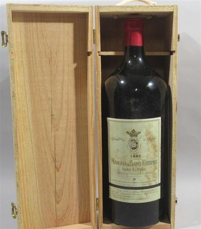 null 1 bouteille Jéroboam de MARQUIS DE SAINT ESTEPHE 1986 (en caisse bois d'ori...
