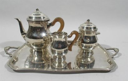 null ORBRILLE - Partie de service à thé en métal argenté modèle Louis XV comprenant...