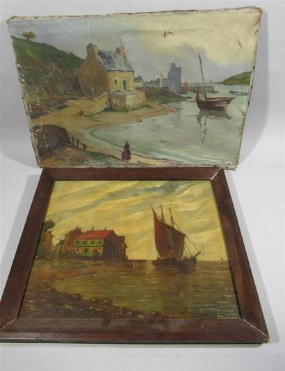  Vitalis MORIN (1867-1936) "Maison de pêcheur en Bretagne" Huile sur toile signée...