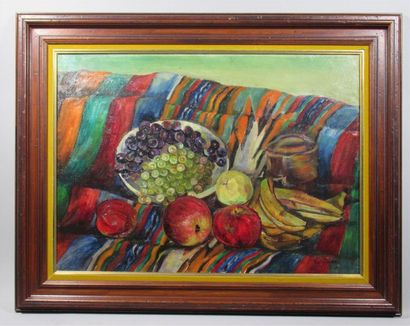 null DUBUC TAINE (XXe) "Nature morte aux raisins" Huile sur toile signée en bas à...