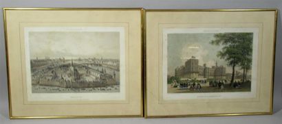 null Suite de deux lithographies "Paris dans sa splendeur" dont : * Paris en 1650...