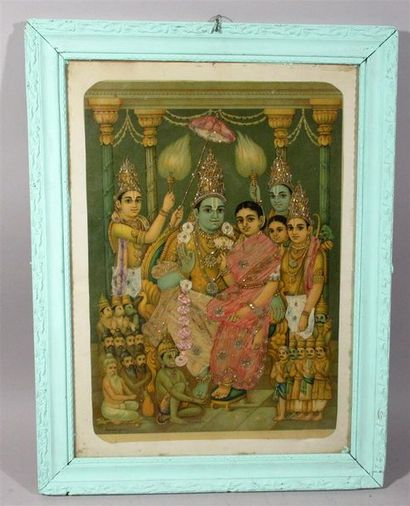 null K.G. RAMANUJAM (1941-1973) "Krishna" Chromolithographie en couleur rehaussée...