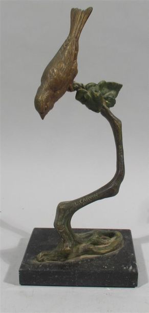 null Louis-Albert CARVIN (1875-1951) d'après "Oiseau branché" Epreuve en bronze à...