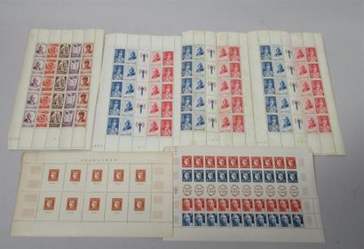 null Ensemble de planches de timbres neufs dont : Marianne rouge 1849-1949 (N°07577),...
