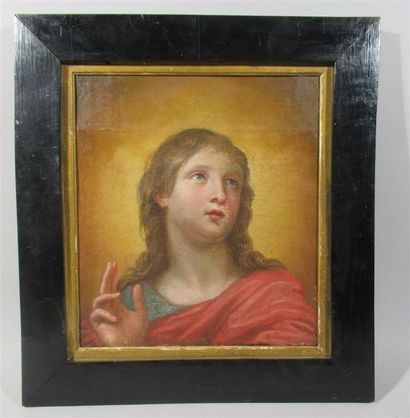 null Ecole française du XIXe siècle "Christ en bénédiction" Huile sur toile - 37,5...